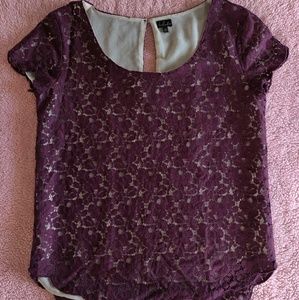 Aritzia Tulula Floral Lace Purple Blouse Top Shirt